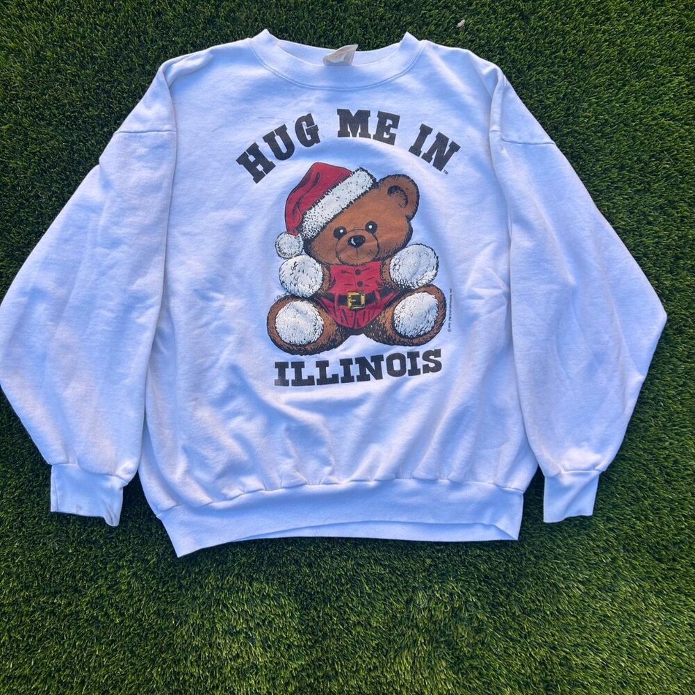 Vintage 1994 Hug me in Illinois Cute Bear Crewneck